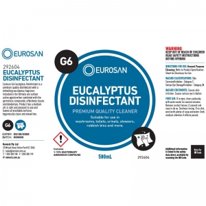 Eurosan Label G6 Eucalyptus Disinfectant  (to suit 500ml-1000ml Bottle) (each)