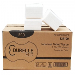 Durelle Premium FSC Mix Interleaf Toilet Tissue 2 Ply 250 Sheets (36 packs/ctn)