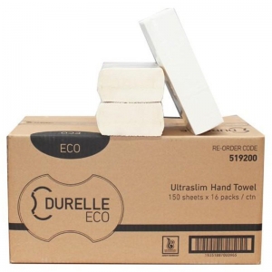 Durelle Eco Ultraslim Hand Towel 150 Sheets 23 x 24cm (16 packs/ctn)