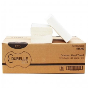 Durelle Eco Compact Hand Towel 120 Sheets 19 x 25cm (20 packs/ctn)