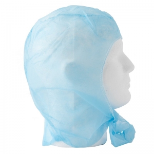 Blue Polypropylene (PP) Disposable Hood with Ties (1000/ctn)