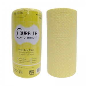 Durelle Premium Perforated (30 x 50cm) Wipes Yellow 45m 90 sheets/roll (each)