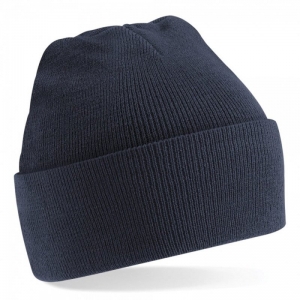 100% Acrylic Roll-Up Black Beanie (each)