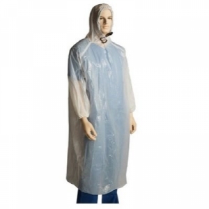 Polyethylene Poncho with Hood & Elastic Sleeves White (100/ctn)